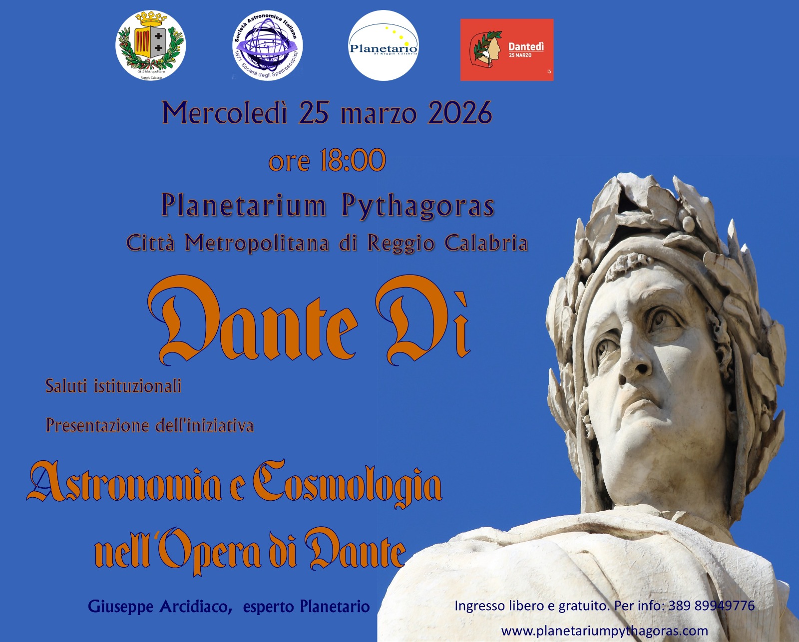 Immagine di copertina per Al Planetarium Pythagoras il Danted�: �Astronomia e Cosmologia nell�Opera di Dante�