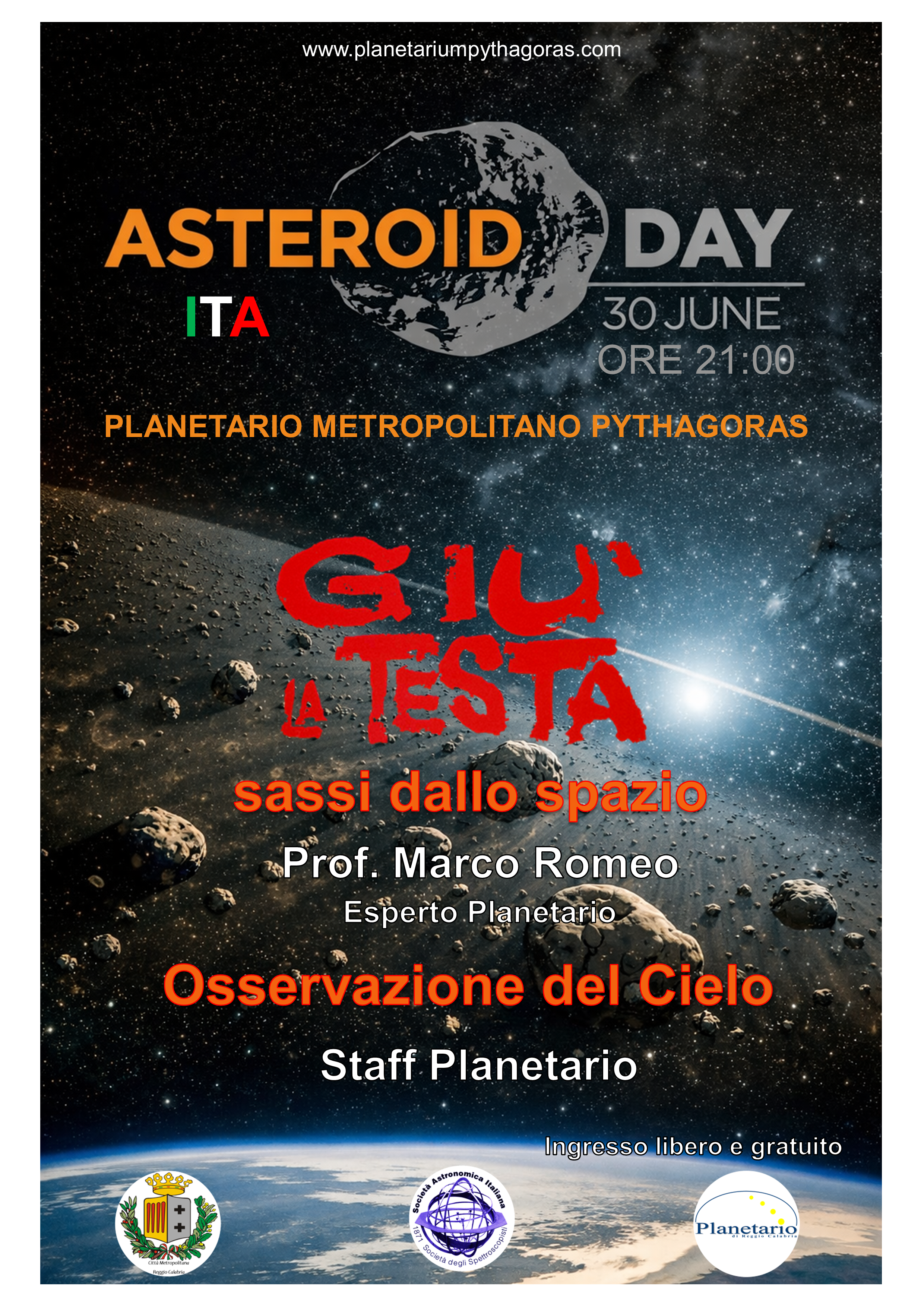 Marted� 30 giugno 2026 al Planetarium Pythagoras la XII edizione dell\'Asteroid Day